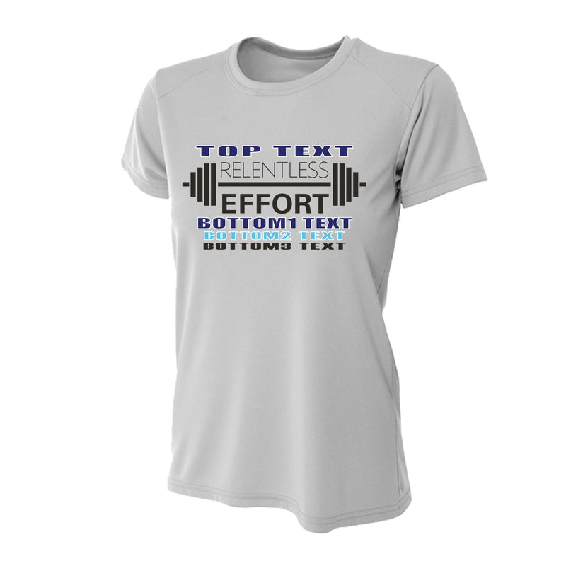 Women's Tight Fit Performance T-Shirt - Silver - Logo Text Drop
