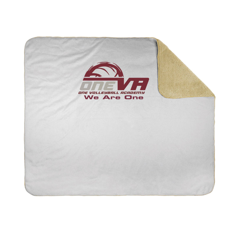 50x60 Sherpa Lined Throw Blanket - White - Logo Text Drop