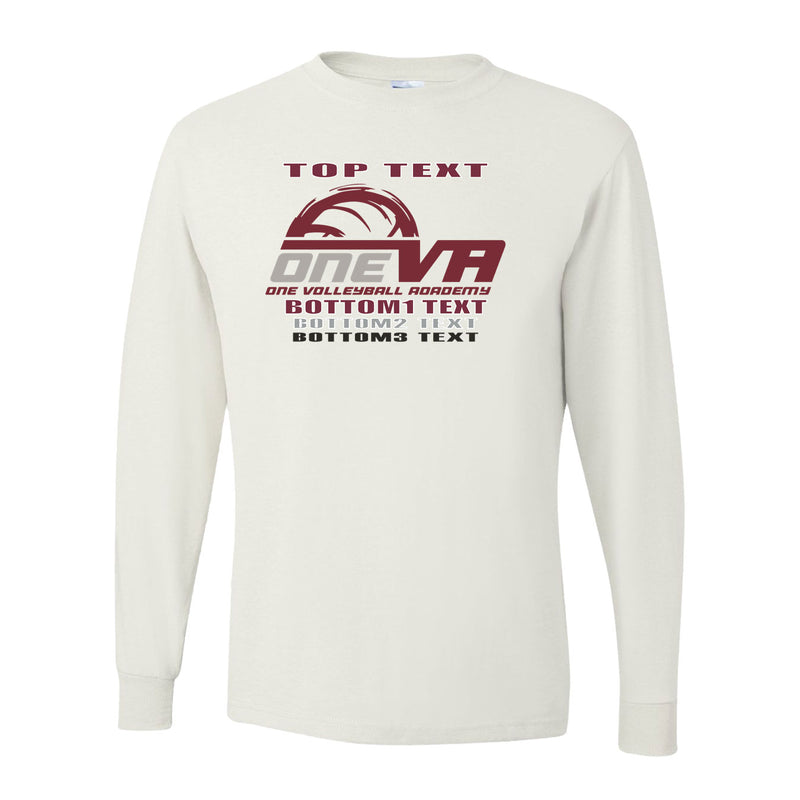 Youth Long Sleeve Performance Shirt - White - Logo Text Drop