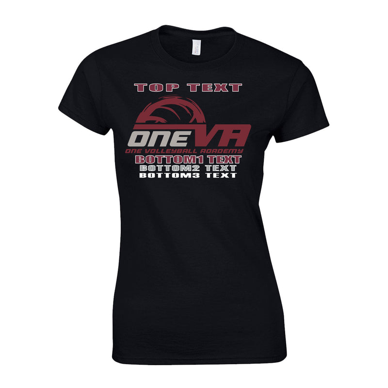 Women's Semi-Fitted Classic T-Shirt  - Black - Logo Text Drop
