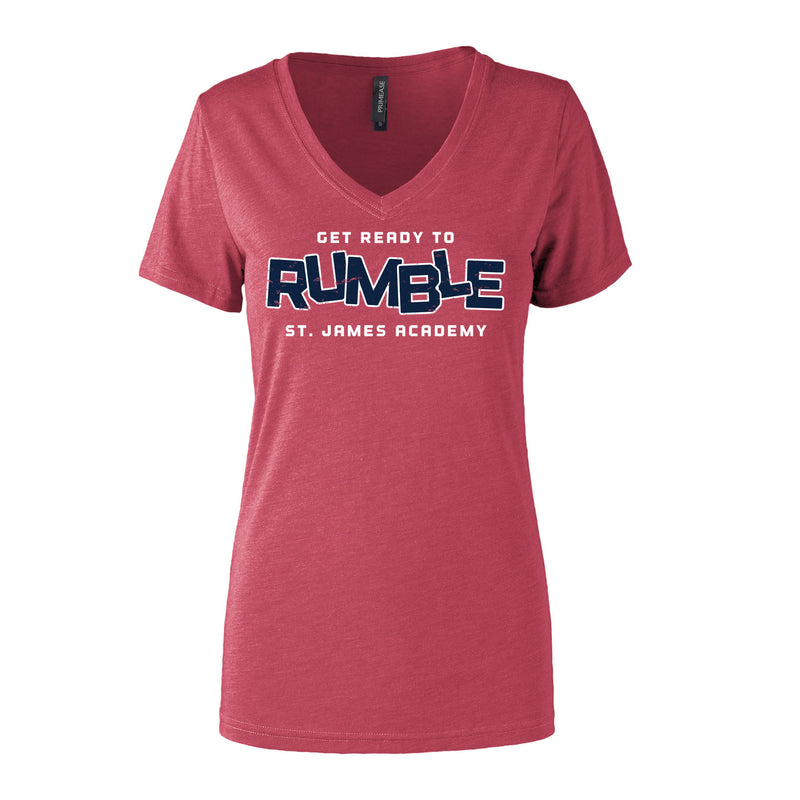 Women's Semi- Fitted Premium V- Neck T-Shirt  - Red Heather - Event Designs