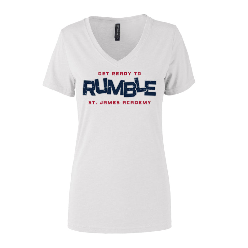 Women's Semi- Fitted Premium V- Neck T-Shirt  - White - Event Designs