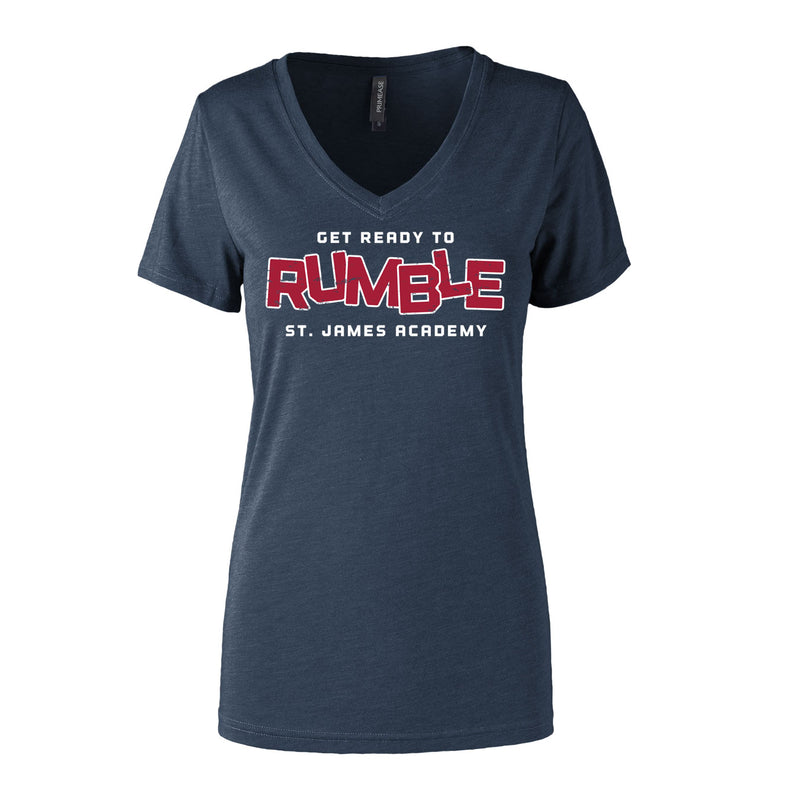 Women's Semi- Fitted Premium V- Neck T-Shirt  - Navy Heather - Event Designs