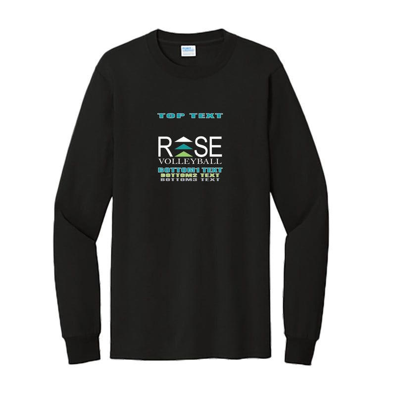 Port & Company Tall Long Sleeve Essential Tee - Black - Logo Text Drop