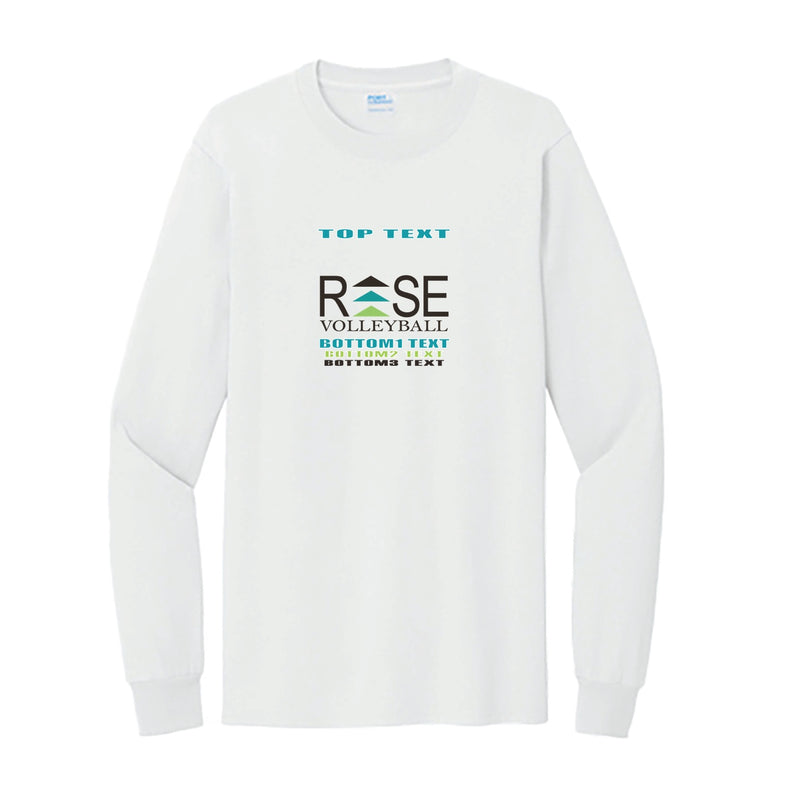 Port & Company Tall Long Sleeve Essential Tee - White - Logo Text Drop