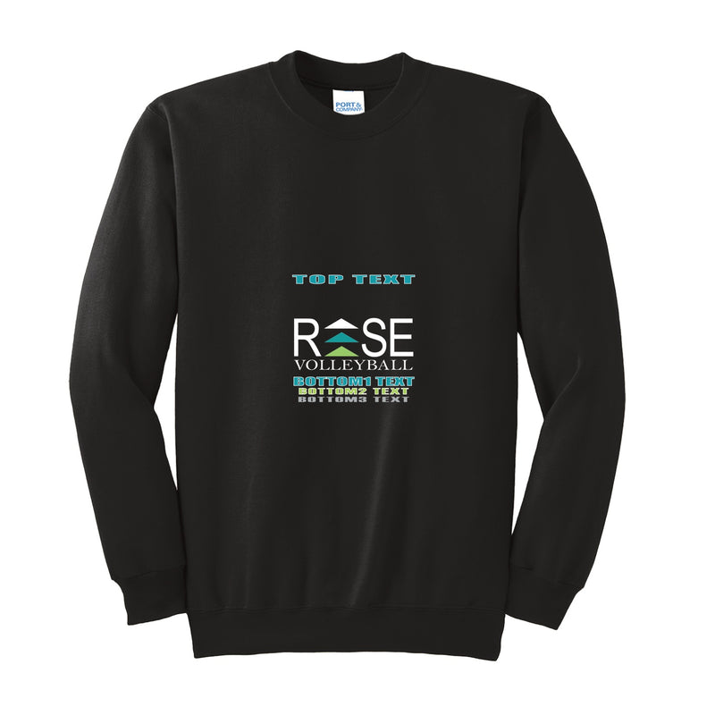 Port & Company Tall Essential Fleece Crewneck Sweatshirt - Black - Logo Text Drop