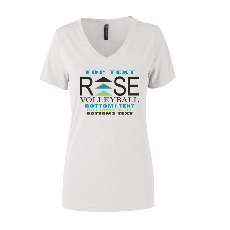 Women's Semi- Fitted Premium V- Neck T-Shirt  - White - Logo Text Drop
