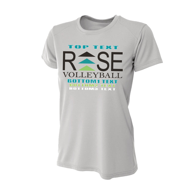 Women's Slim Fitting Performance T-shirt - Silver - Logo Text Drop