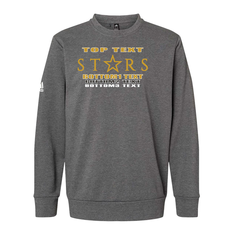 Adidas Fleece Crewneck Sweatshirt - Dark Grey Heather - Logo Text Drop