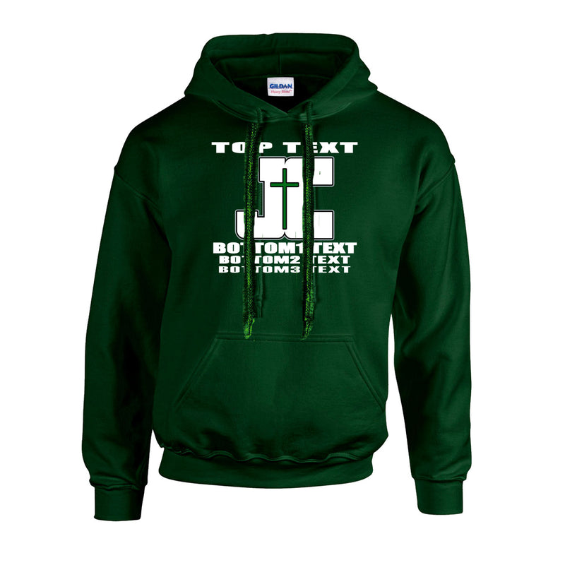 Fleece Hoodie - Forest Green - Logo Text Drop