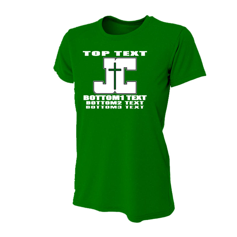 Women's Tight Fit Performance T-Shirt - Kelly - Logo Text Drop