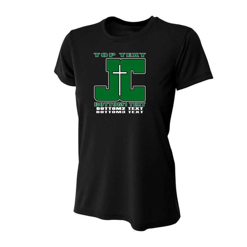 Women's Tight Fit Performance T-Shirt - Black - Logo Text Drop