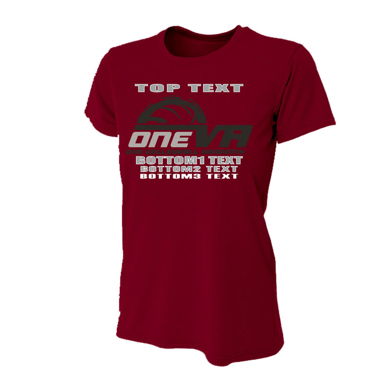 Women's Performance T-Shirt - Maroon - Logo Text Drop