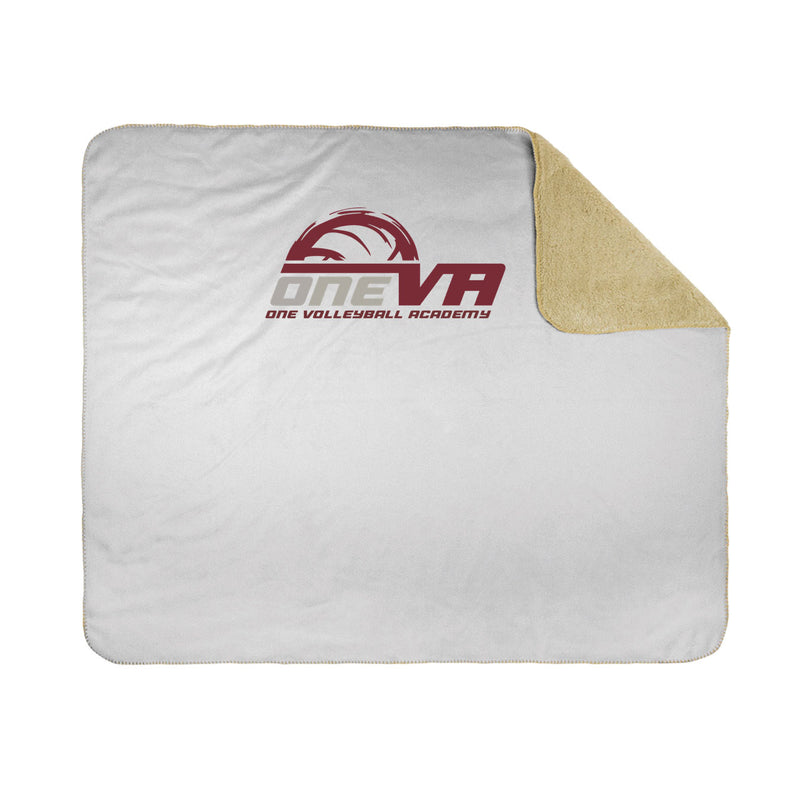50x60 Sherpa Lined Throw Blanket - White - Logo Text Drop
