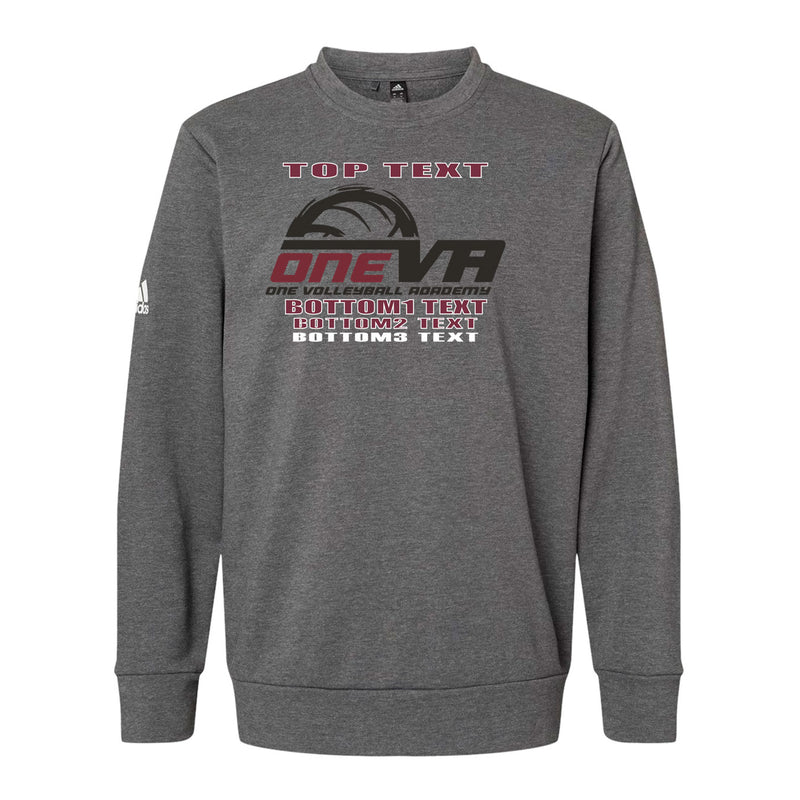 Adidas Fleece Crewneck Sweatshirt - Dark Grey Heather - Logo Text Drop