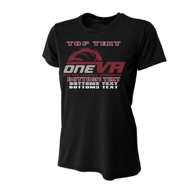 Women's Performance T-Shirt - Black - Logo Text Drop