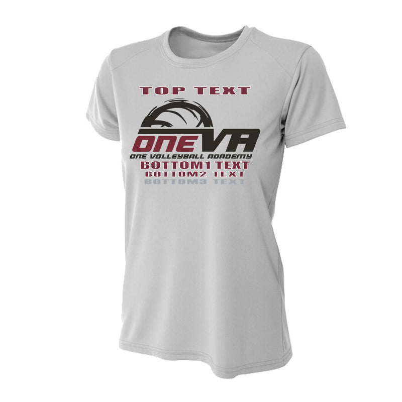 Women's Performance T-Shirt - Silver - Logo Text Drop