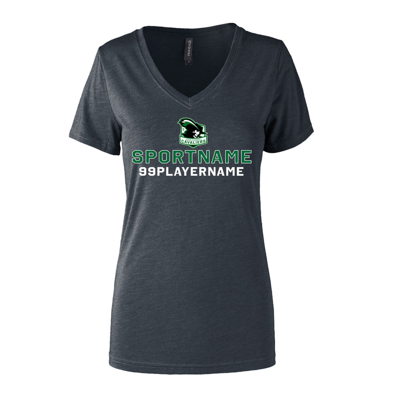 Women's Semi- Fitted Premium V- Neck T-Shirt  - Charcoal Heather - Logo Sport Name