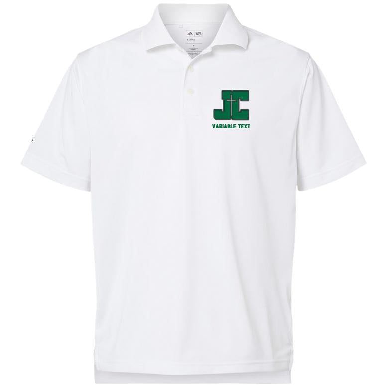 Men's Adidas Polo - White/ Black - Embroidery Text Drop