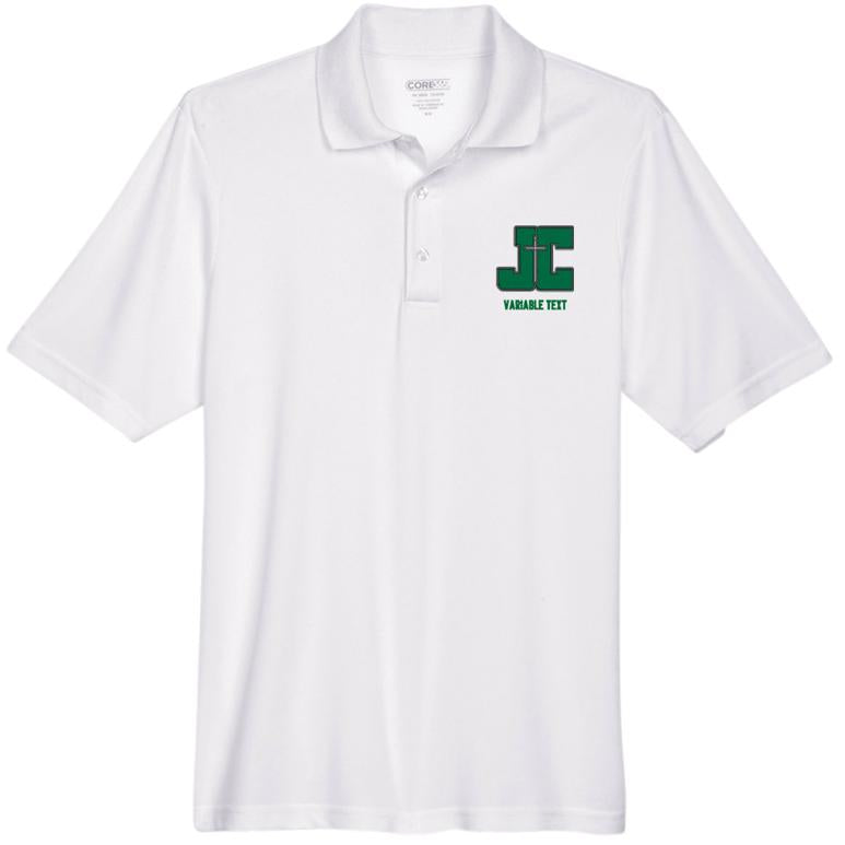 Men's Performance Polo - White - Embroidery Text Drop