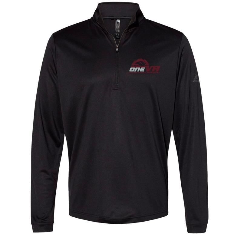 Adidas-Lightweight Quarter-Zip Pullover - Black - Embroidery Text Drop