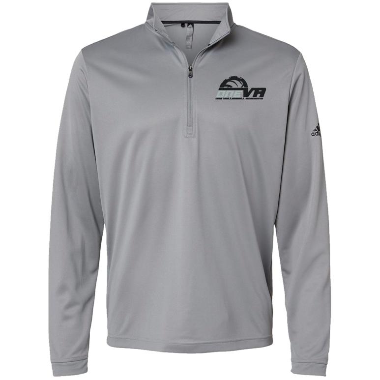 Adidas-Lightweight Quarter-Zip Pullover - Grey Three - Embroidery Text Drop