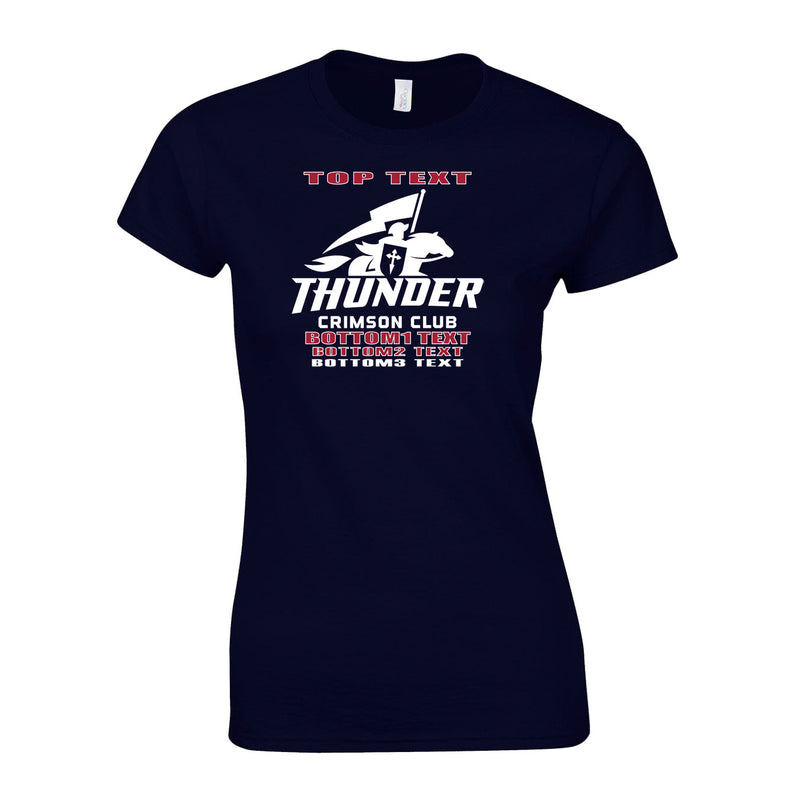 Women's Semi-Fitted Classic T-Shirt  - Navy - Logo Text Drop