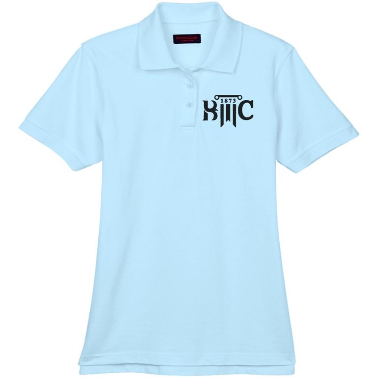 Women's Cotton Pique Polo - Baby Blue - Embroidery Text Drop