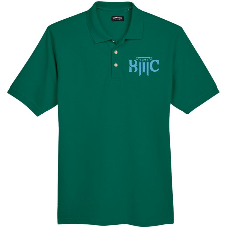 Men's Cotton Pique Polo - Forest Green - Embroidery Text Drop
