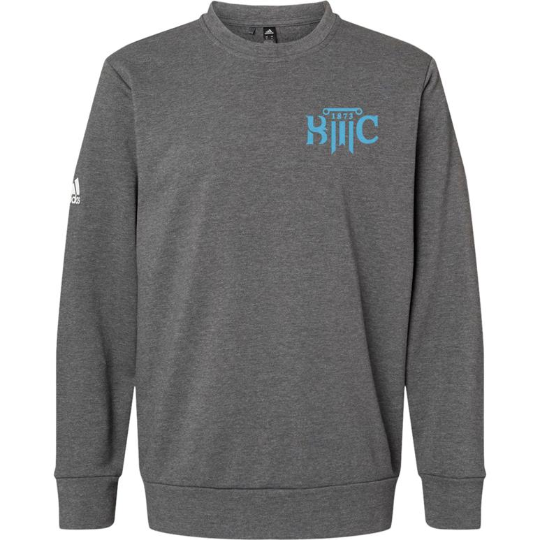 Adidas Fleece Crewneck Sweatshirt - Dark Grey Heather - Embroidery Text Drop