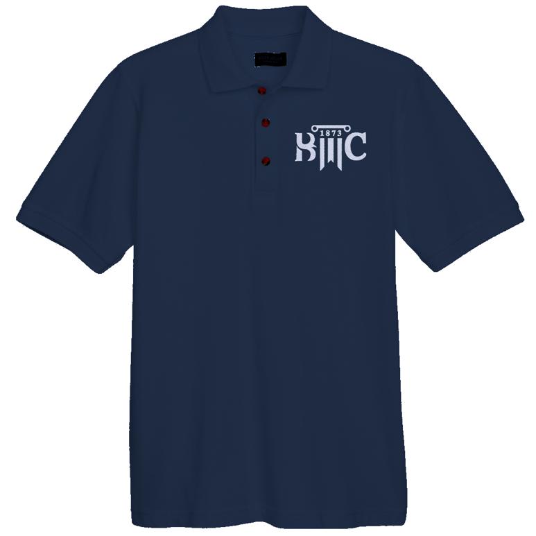 Men's Cotton Pique Polo - Navy - Embroidery Text Drop