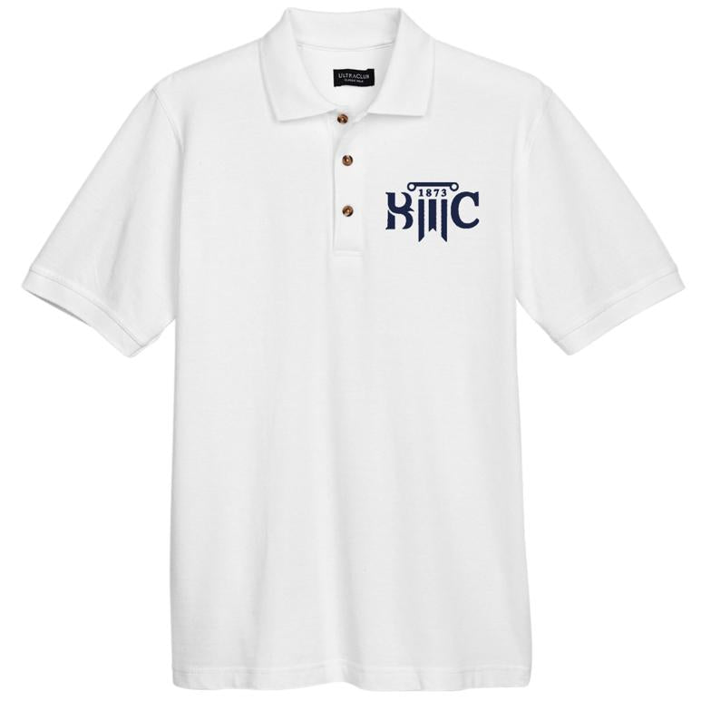 Men's Cotton Pique Polo - White - Embroidery Text Drop