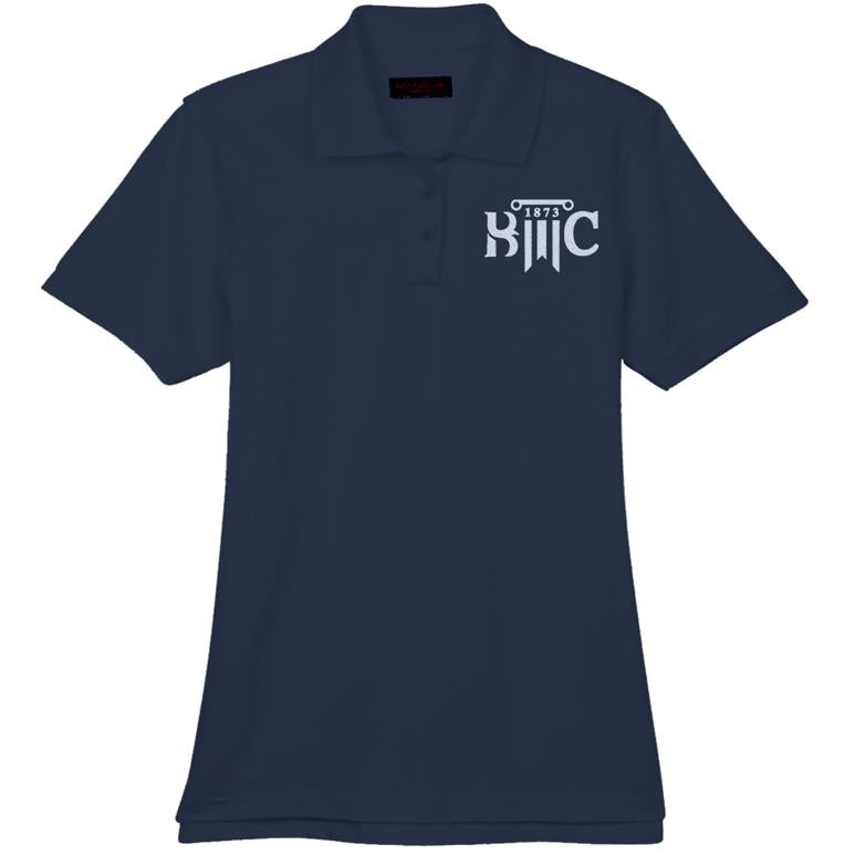 Women's Cotton Pique Polo - Navy - Embroidery Text Drop