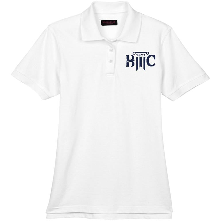 Women's Cotton Pique Polo - White - Embroidery Text Drop