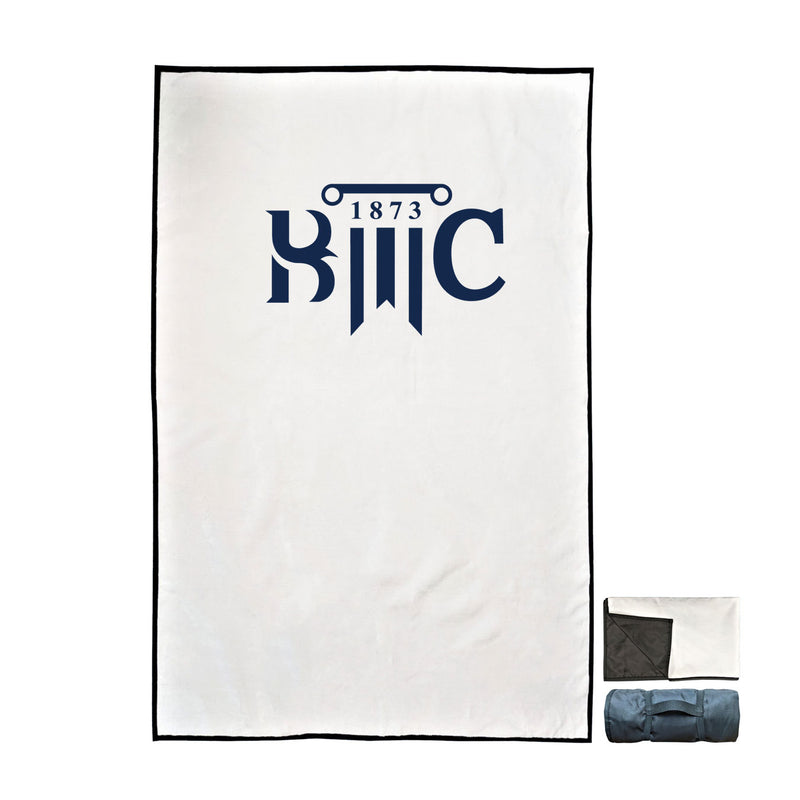 50x60 Stadium Blanket with Carry Strap - White - Logo Text Drop