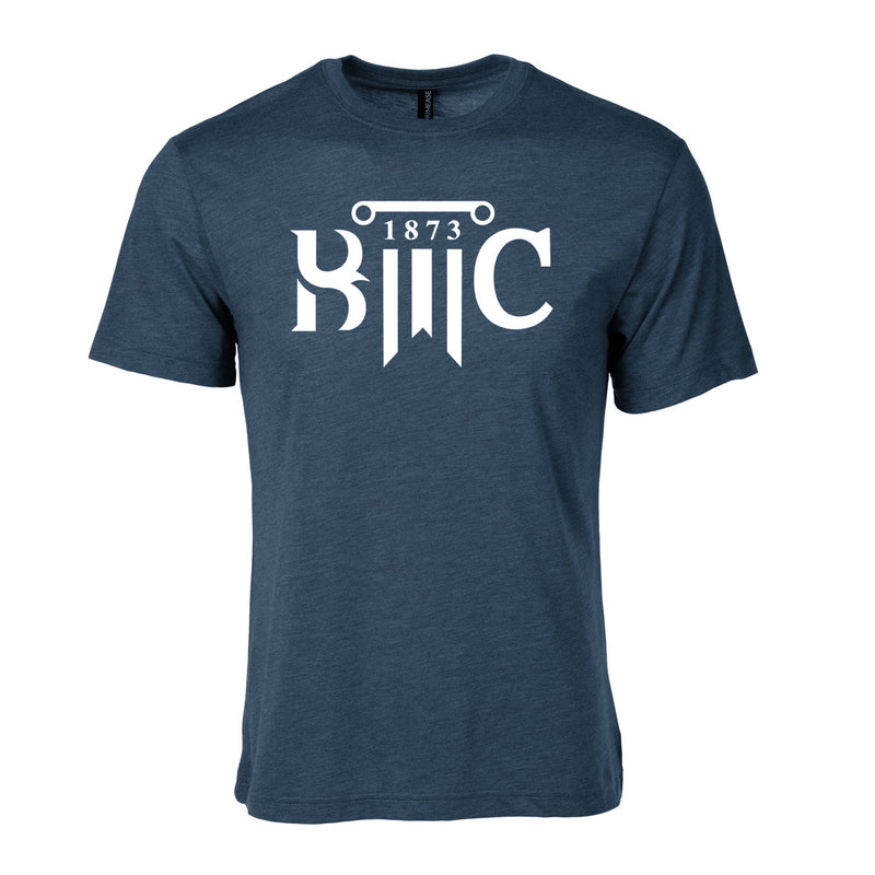 Men's Triblend T-Shirt - Navy Heather - Logo Text Drop
