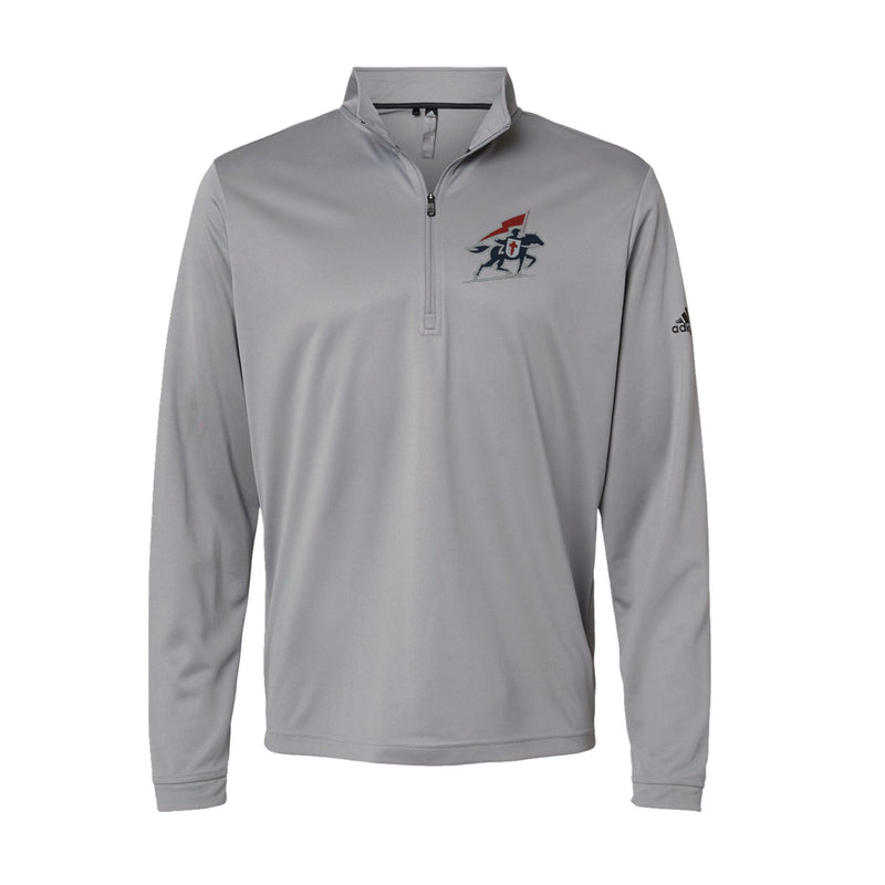 Adidas-Lightweight Quarter-Zip Pullover - Grey Three - Embroidery Text Drop