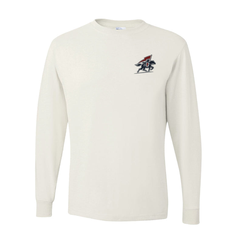 Youth Dri-Power Long Sleeve T-Shirt - White - Embroidery Text Drop