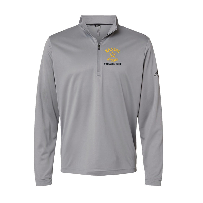 Adidas-Lightweight Quarter-Zip Pullover - Grey Three - Embroidery Text Drop