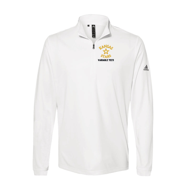 Adidas-Lightweight Quarter-Zip Pullover - White - Embroidery Text Drop