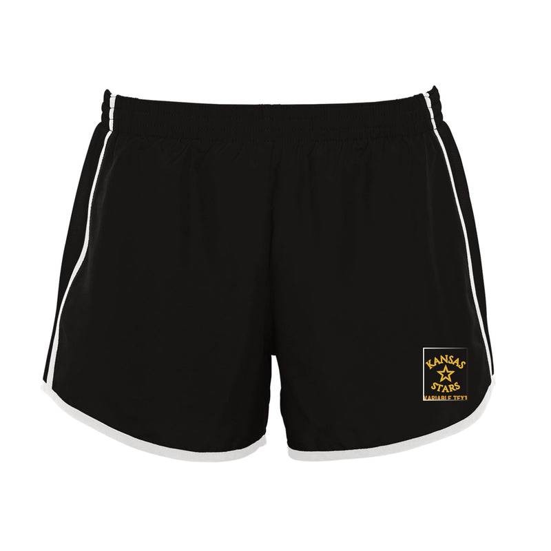 Augusta Ladies Pulse Shorts - Black White - Embroidery Text Drop