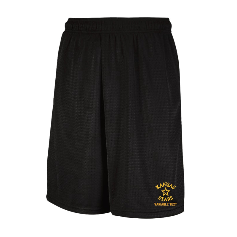 Russell Mesh Shorts with Pockets - Black - Embroidery Text Drop