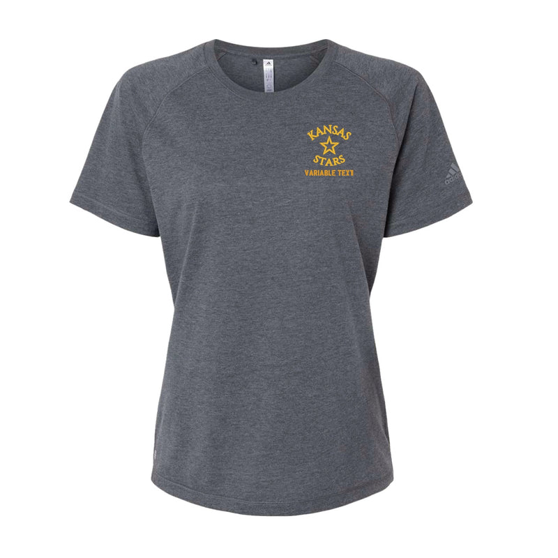 Adidas Women's Blended T-Shirt - Dark Grey Heather - Embroidery Text Drop