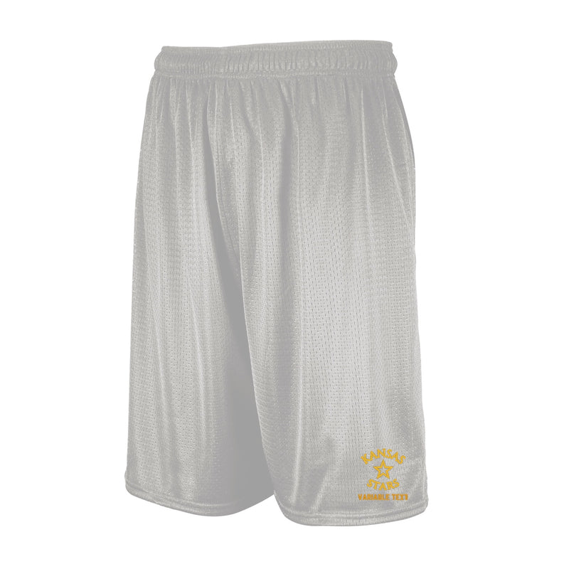 Russell DRI-POWER 9 inch Mesh Shorts - Grid Iron Silver - Embroidery Text Drop