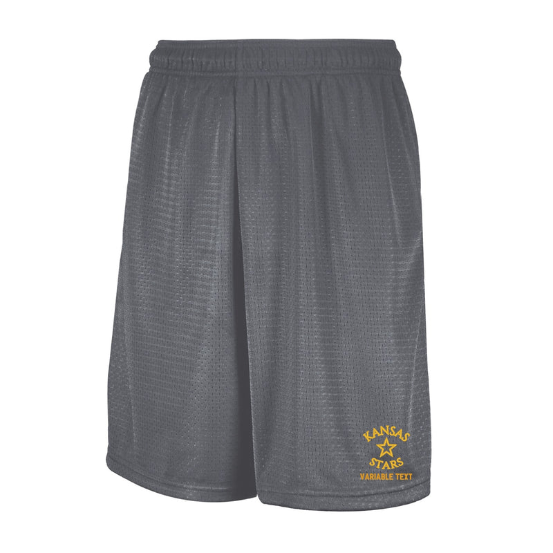 Russell Mesh Shorts with Pockets - Steel - Embroidery Text Drop