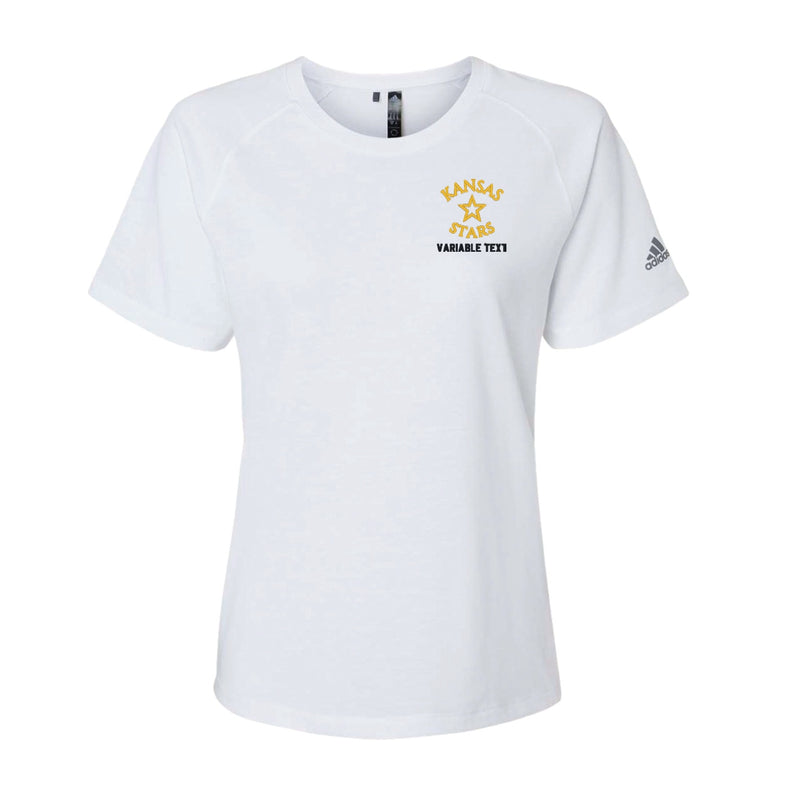 Adidas Women's Blended T-Shirt - White - Embroidery Text Drop
