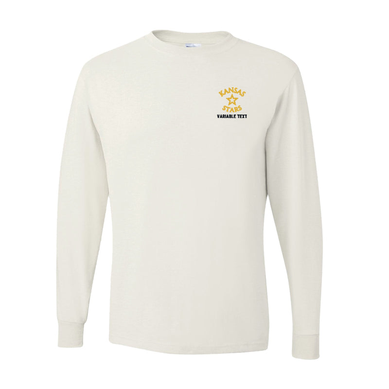 Youth Dri-Power Long Sleeve T-Shirt - White - Embroidery Text Drop