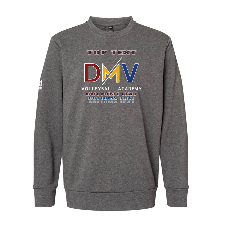 Adidas Fleece Crewneck Sweatshirt - Dark Grey Heather - Logo Text Drop