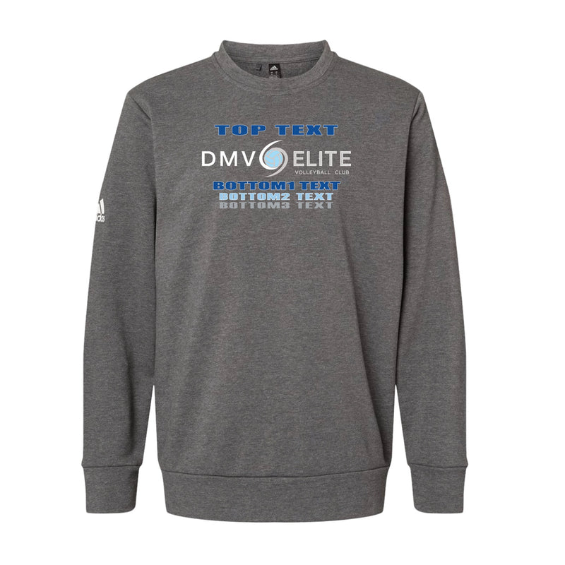 Adidas Fleece Crewneck Sweatshirt - Dark Grey Heather - Logo Text Drop