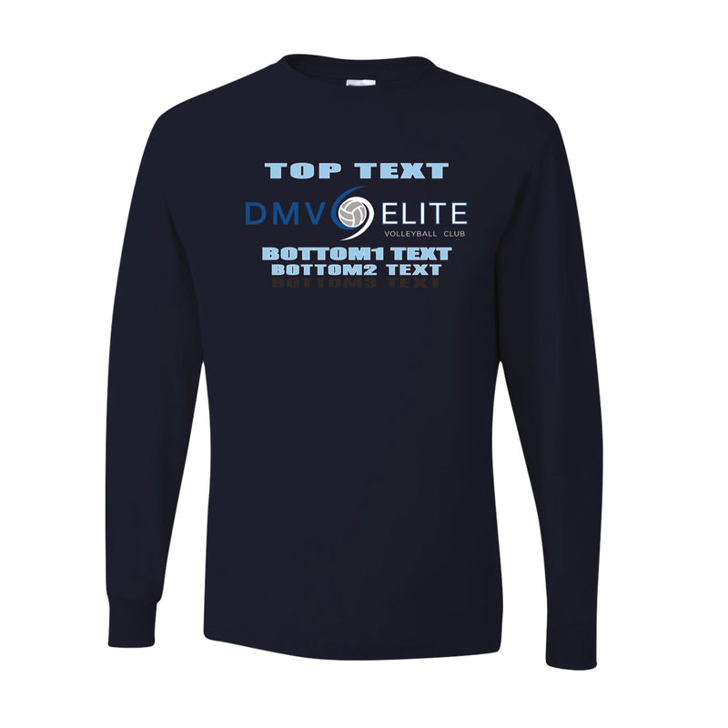Dri-Power Long Sleeve T-Shirt - Navy - Logo Text Drop